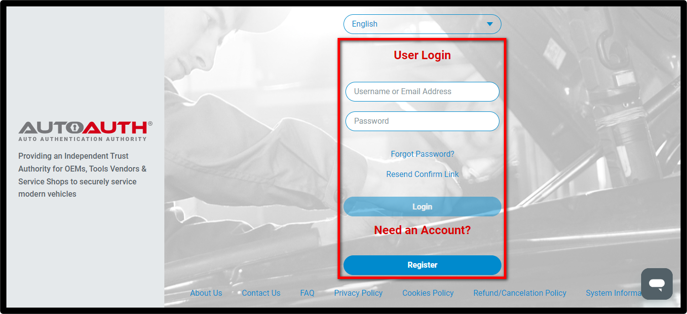 AUTOAUTH Login Page