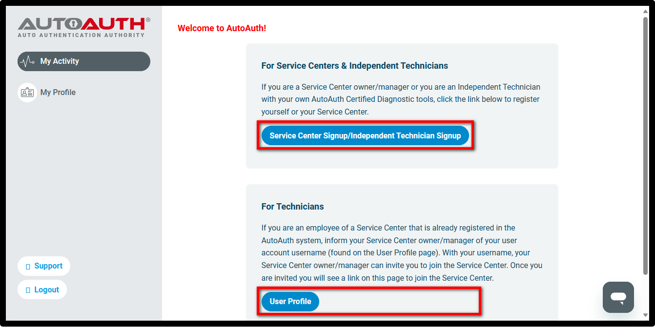 Screenshot of the AUTOAUTH signup page