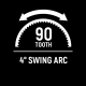 90 Tooth 4° swing arc icon