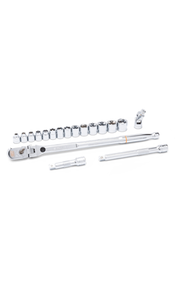GEARWRENCH 83192 120XP 3/8" Drive Locking Flex Head Ratchet Set with Stubby Sockets on white background