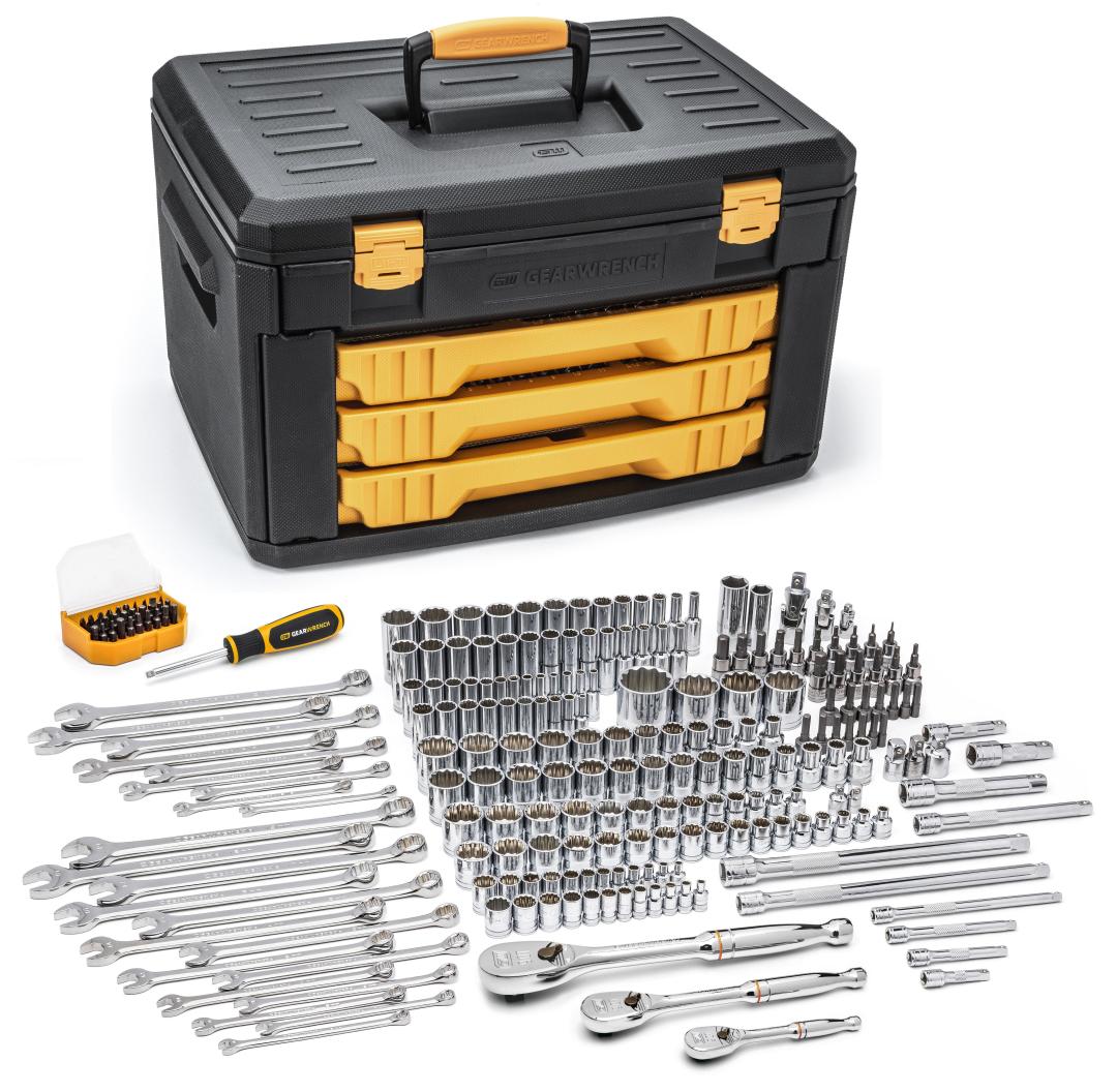 243 Pc. 12 Point Mechanics Tool Set in 3 Drawer Storage Box