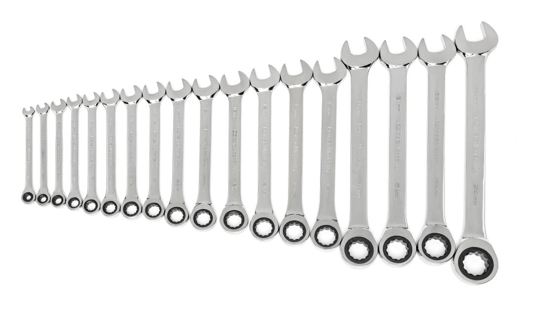 18 Pc. 12 Point Ratcheting Combination Metric Wrench Set