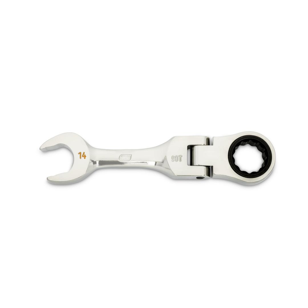 14mm 90-Tooth 12 Pt Stubby Flex Combination Ratchet Wrench