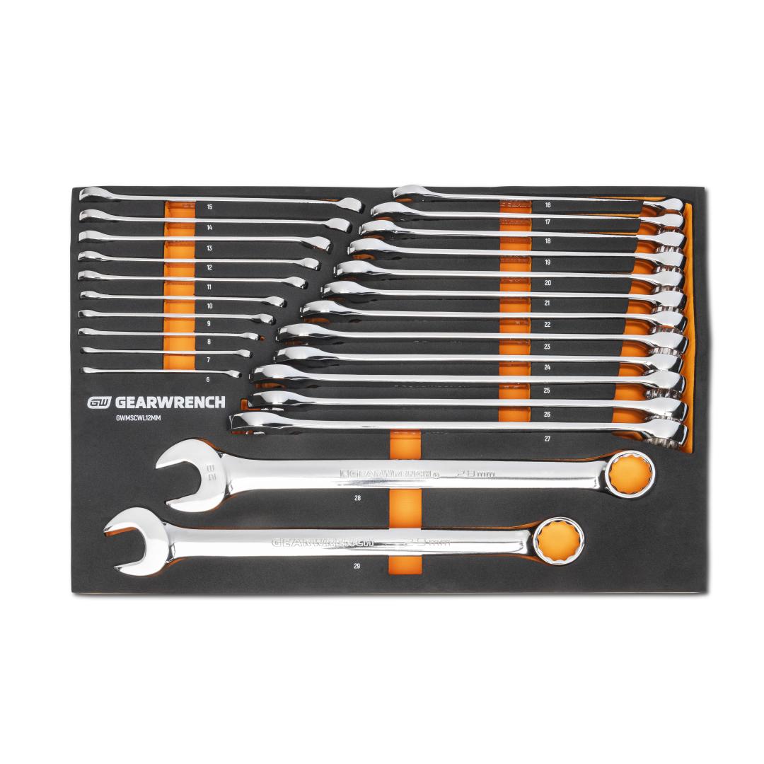 24 Piece 12 Point Long Pattern Combination Metric Wrench Set in