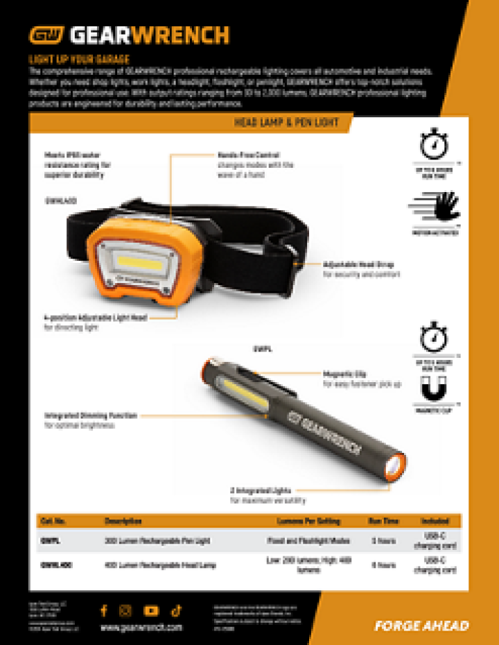 Flyer for Pen Light and Head Lamp