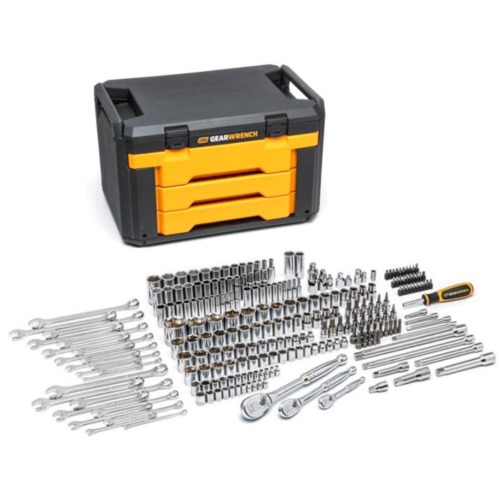 243 Pc. 6 Point Mechanics Tool Set in 3 Drawer Storage Box