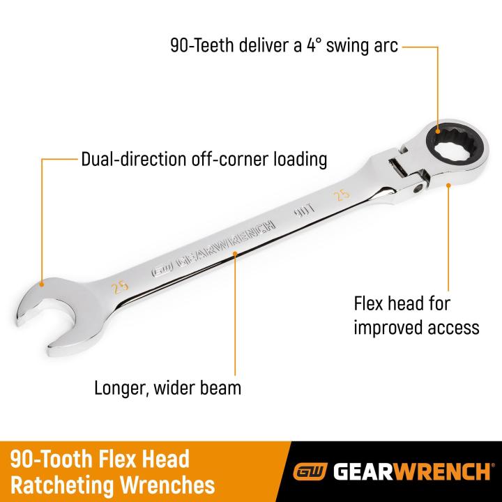 GearWrench 85698 12 Pc. 72-Tooth 12 Point XL Locking Flex Head Ratchet