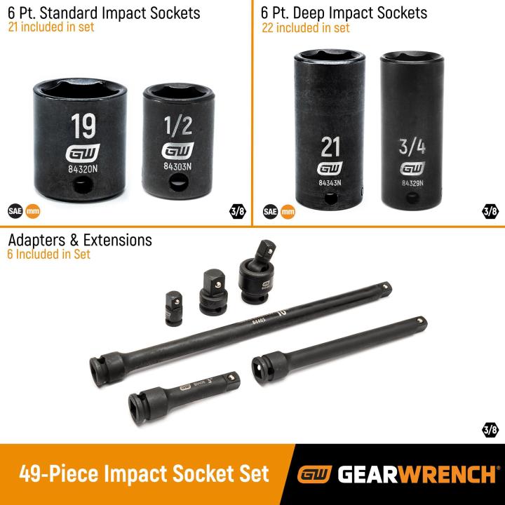 49 Pc. Pt Standard & Deep Impact SAE/Metric Socket Set