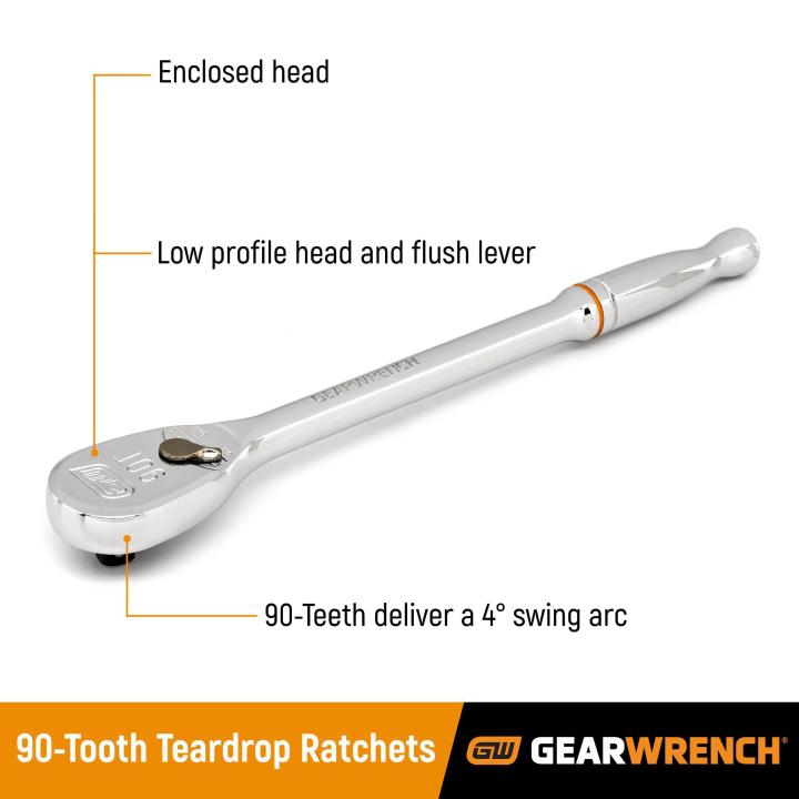 2 Pc. 90-Tooth Long Handle Teardrop Ratchet Set