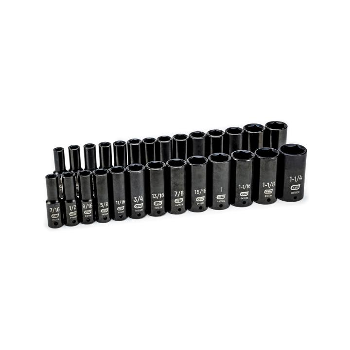 GEARWRENCH 27 Pc. 1/2 Drive 6 Pt. Impact Socket Set， Deep， SAE