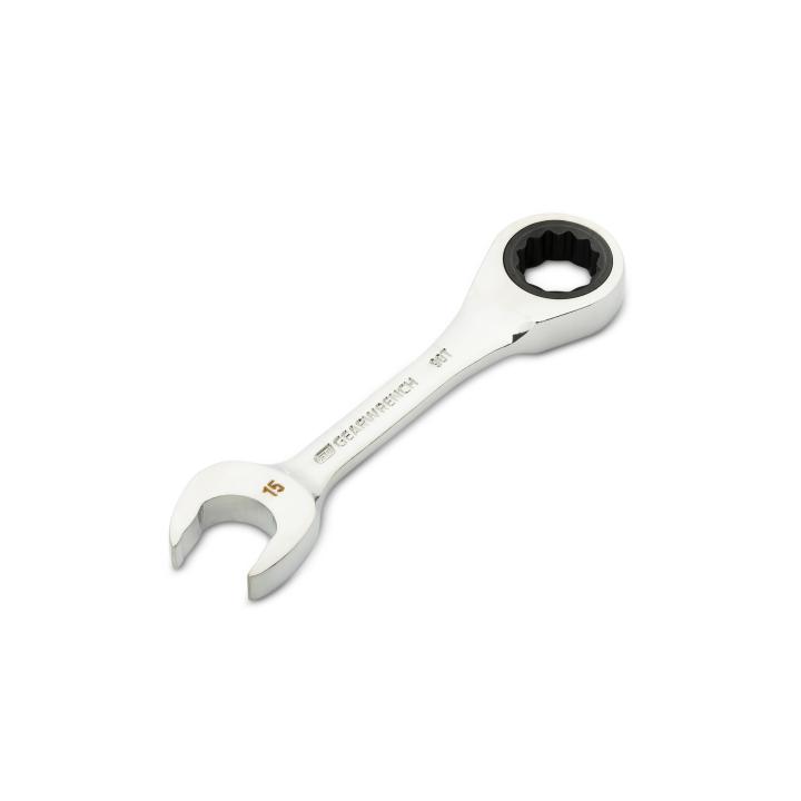 15mm 90-Tooth 12 Point Stubby Combination Ratcheting Wrench