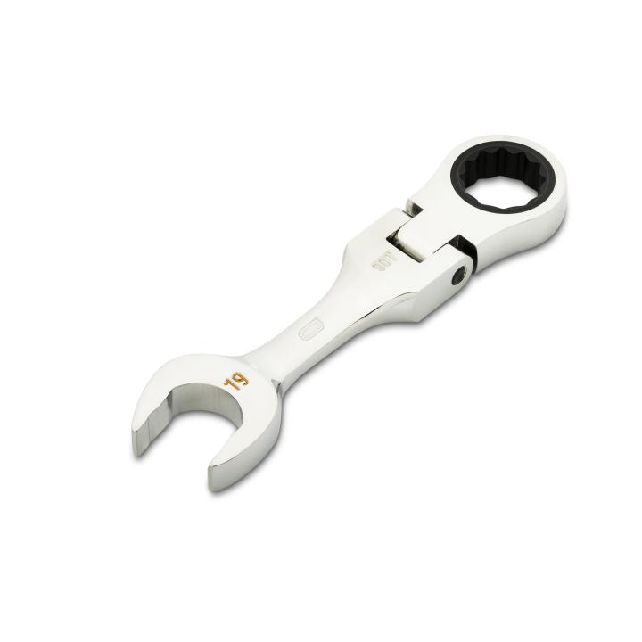 Professional Stubby Flex Head Metric Ratcheting Combination Wrench