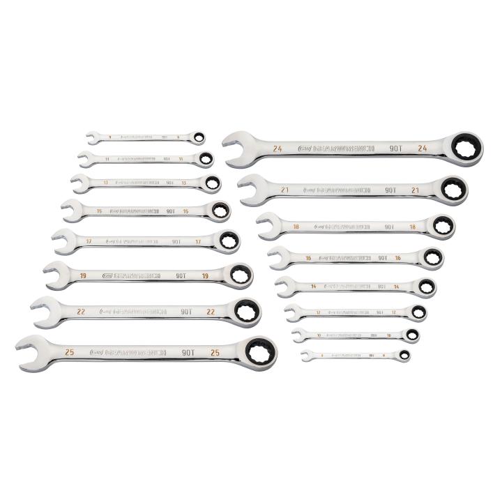 GEARWRENCH METRIC RATCHETING COMBINATION WRENCH 6 TO 18 MM CHROME