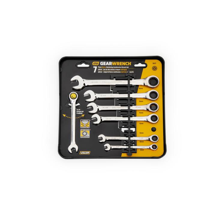 7 Pc. 72T 12 Point Ratcheting Combination Metric Wrench Set
