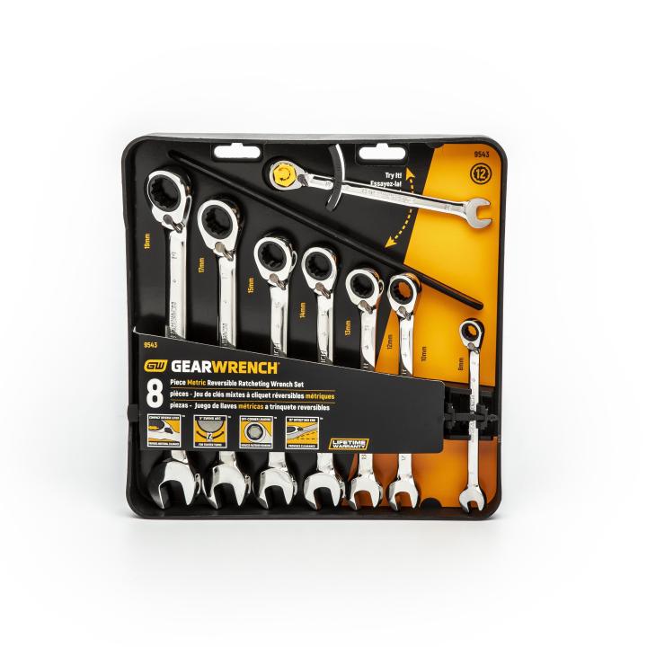 8 Pc 72T Reversible Ratcheting Combination Metric Wrench Set