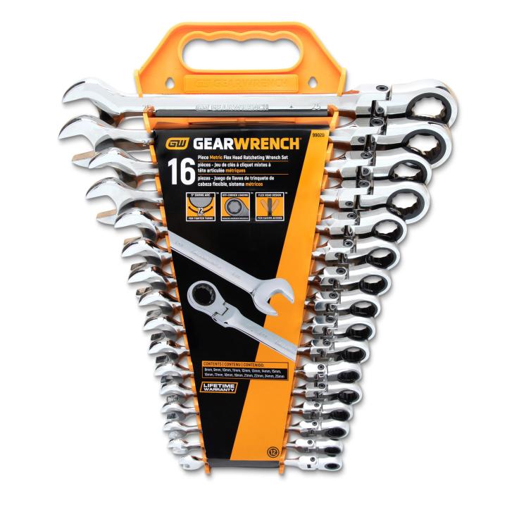 Professional Flex-Head Metric Ratcheting Combination Wrench, 12-Piece