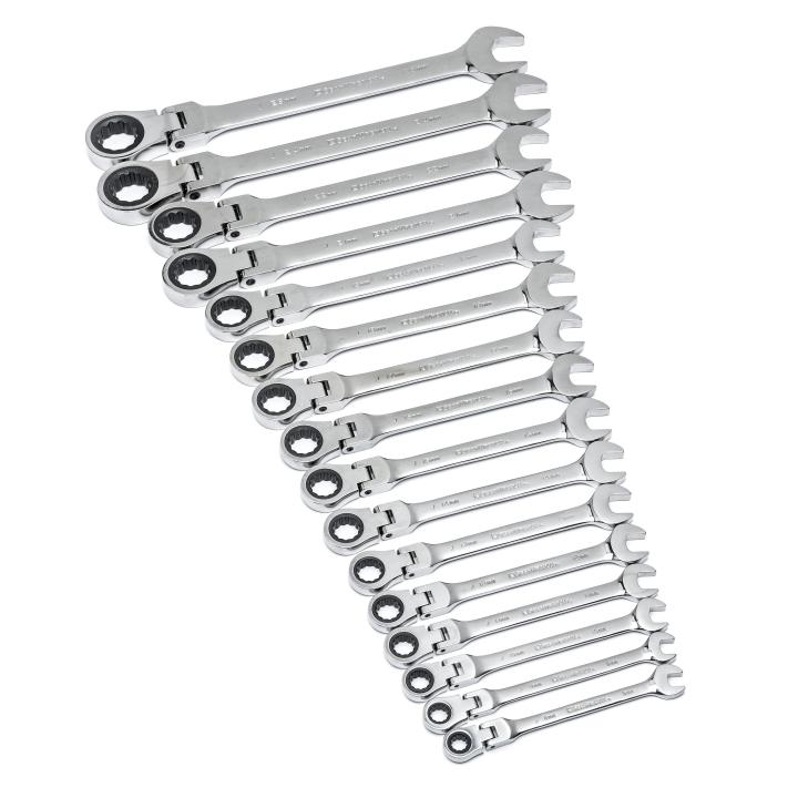 5 pc Metric Flex-Head Ratcheting Combination Wrench Set