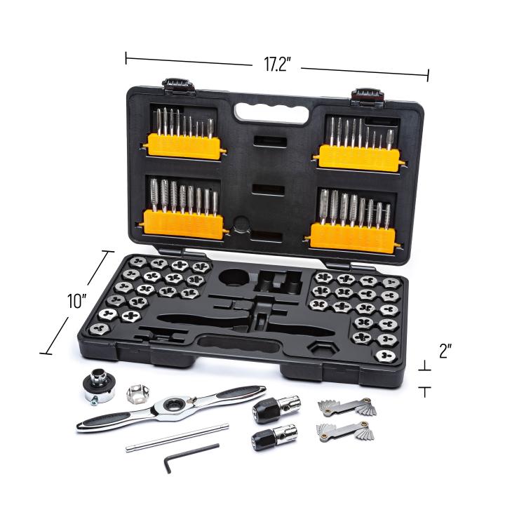 77 Pc. SAE/Metric Ratcheting Tap and Die Set