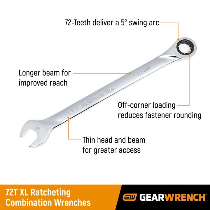 12 Point XL Ratcheting Combination Metric Wrench Set