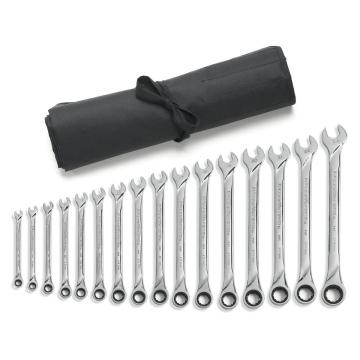 Image of 16 Pc. 12 Point Metric XL Combination Ratcheting Wrench Set with Wrench Roll - GearWrench